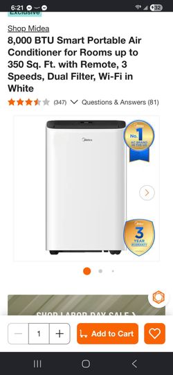 Midea 8,000 BTU Smart Portable Air Conditioner
