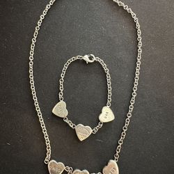 Tiffany&Co set in silver 925 Bracelet and necklace with hearts