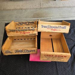 4 Old Vintage Fruit Crates