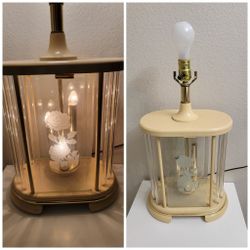 4 Light Vintage Table Lamp Etched Rose Lucite