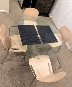Ikea Salmi Glass Dining Table with 4 chairs