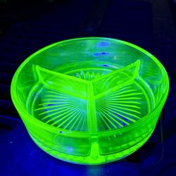 Divided Uranium Glass Dish