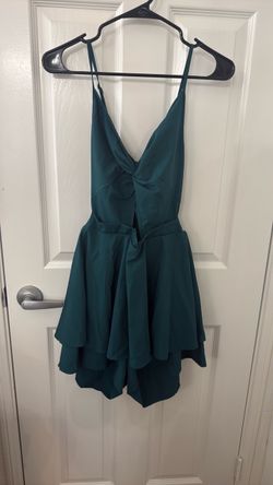 Teal Green Spaghetti Strap Romper