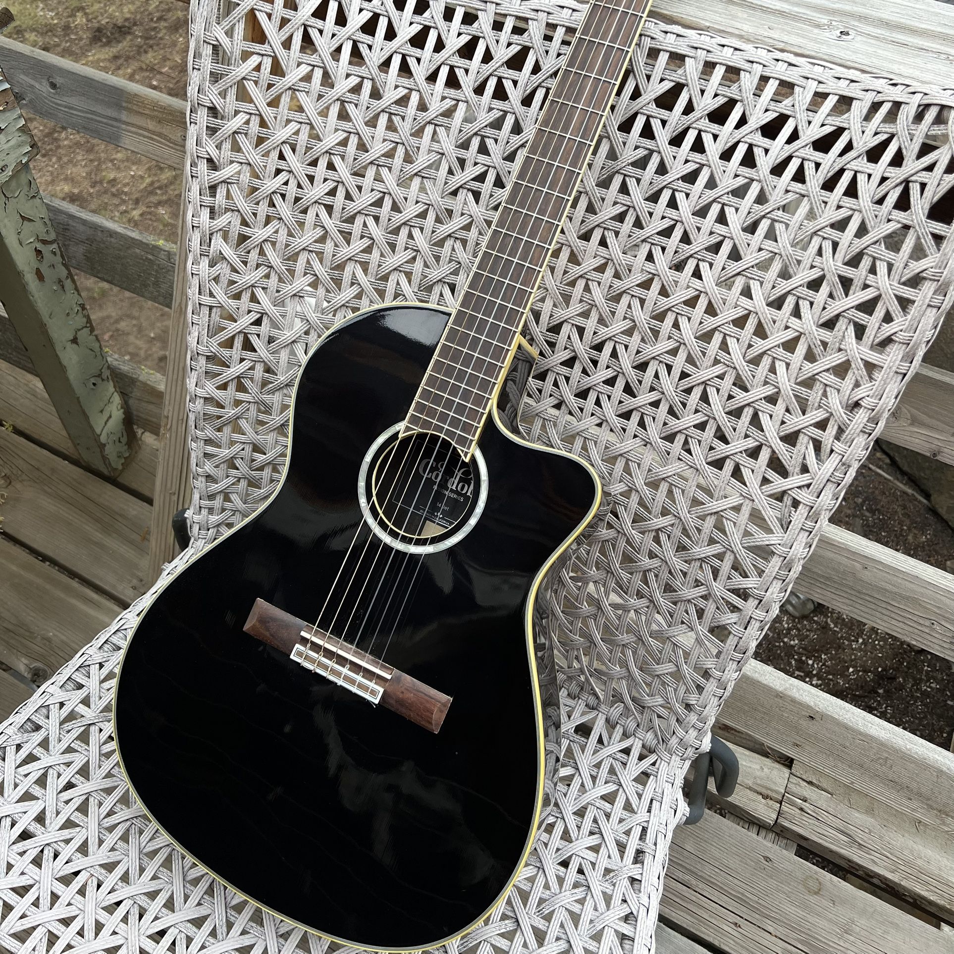 Cordoba Fusion 14 Cutaway Classical Electric Acoustic “Jet” Nylon String Guitar W/Case