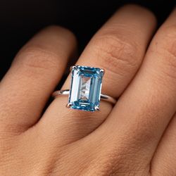 Blue Diamond Radiant Cut Ring