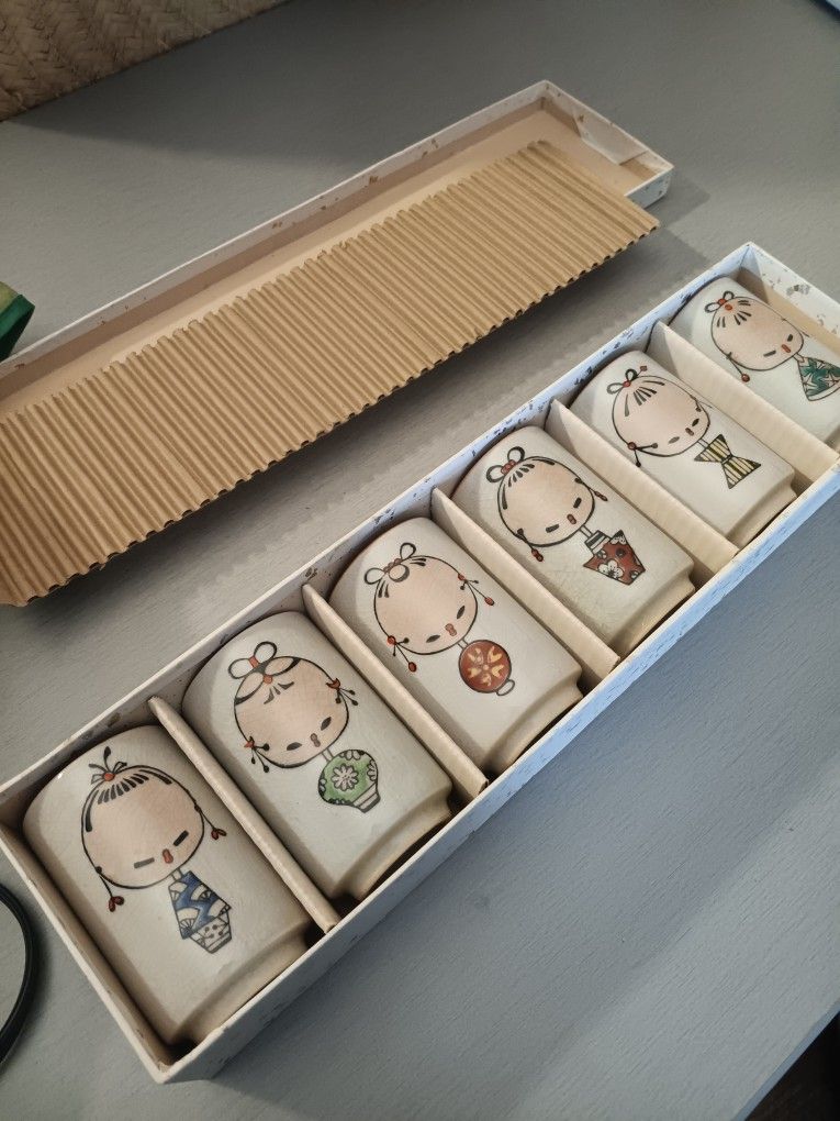 Vintage Japanese Set Of Kokishi Sake or Tea Cups By Otagiri Mercantile Company