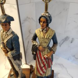 Vintage Wood Carved Lamps