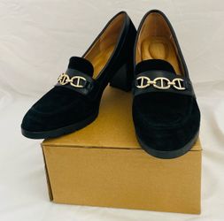 Giani Bernini- Black Suede with Gold Chain Loafers