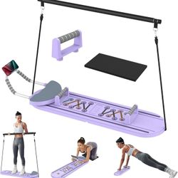Pilates Reformer Kit, 5 in 1 Pilates Reformer Machine with LED Counter, Automatic Rebound Roller, Multifunction Exercise Board for Home Exercise