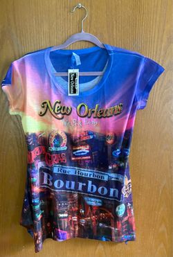 Women's Sequined shirt.  New Orleans, The Boutbon Street design.  Size Large