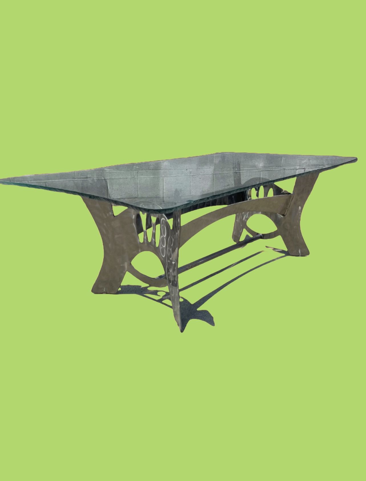 Industrial Postmodern Steel & Glass Coffee Table