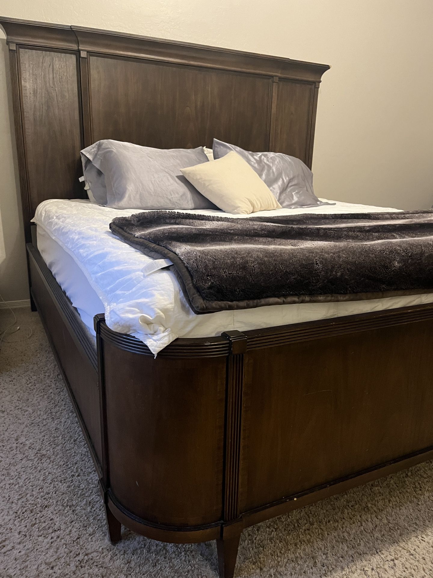 Antique Hardwood King Bed Frame 