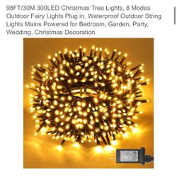 98FT/30M 300LED Christmas Tree Lights, 8 Modes Outdoor Fairy Lights Plug in, Waterproof Outdoor String Lights 