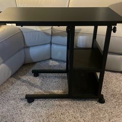 Wooden Desk On Wheels w/ Adjustable Height