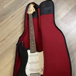 Black Fender Squire Strat With Case