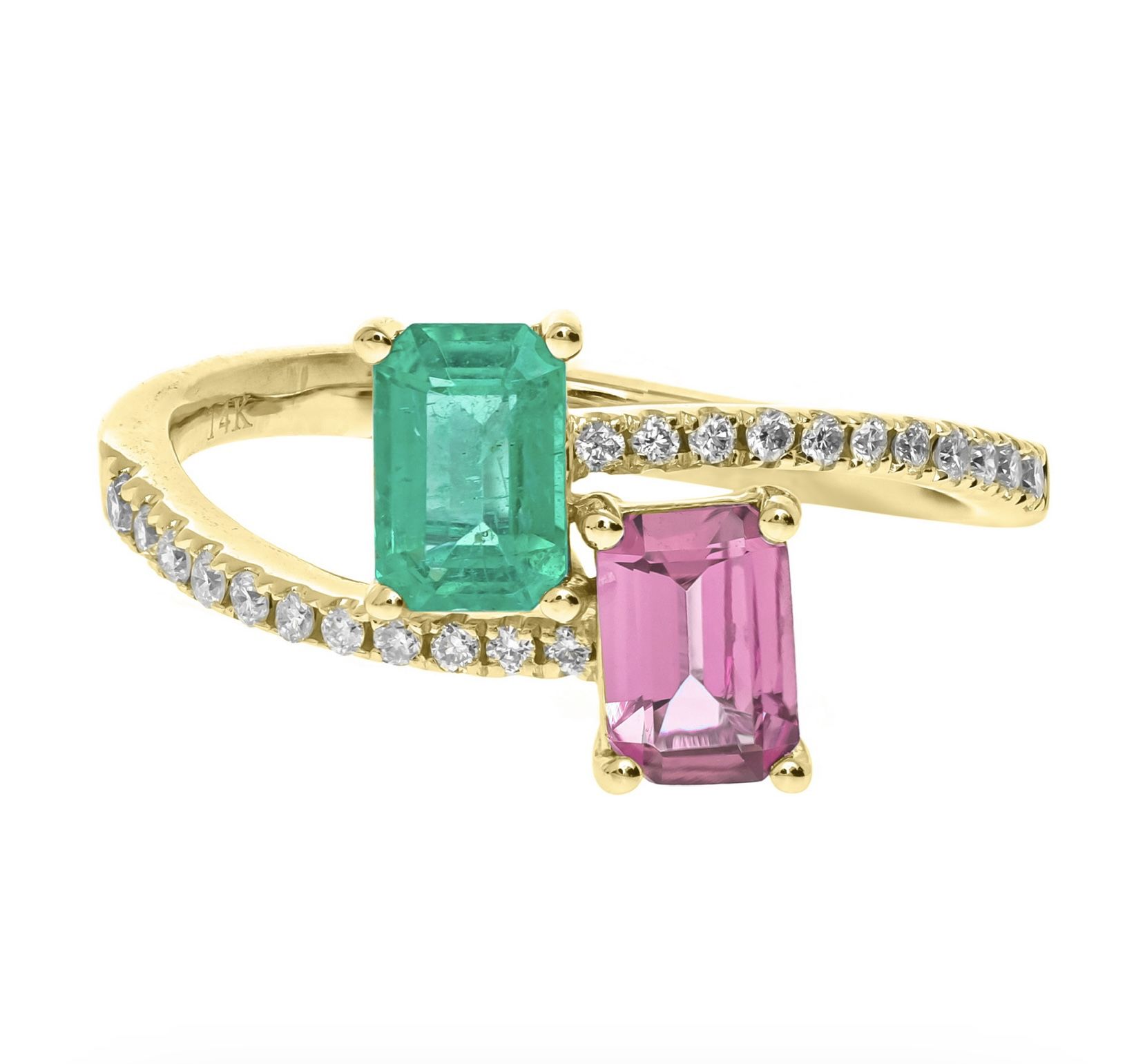 14K YELLOW GOLD PINK SAPPHIRE RING