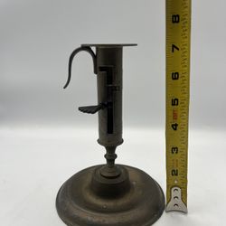 Antique Brass Adjustable Push Up 7" Chamberstick Candle Holder