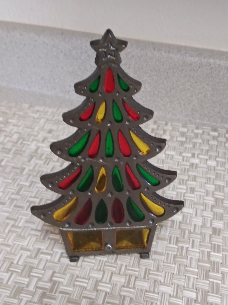 " Vintage Stain Glass Christmas Tree"