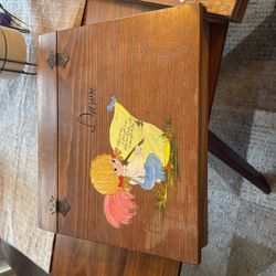 Handmade Old Wooden Lap Desk And Drawing Book 