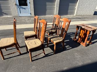Set of 5 Vintage Wood Dining Chairs