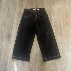 34 x 30 Jet Black Jnco Twin Cannon Jeans