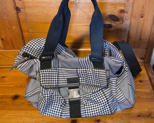 Vintage Lauren Ralph Lauren Houndstooth Nylon Duffle Bag Crossbody Y2K Travel Tote