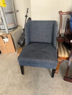 Blue Upholstered Wingback Accent Chair