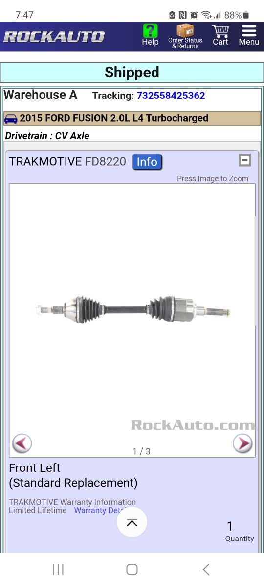 FREE **NEW** 2015 Ford Fusion CV AXLE