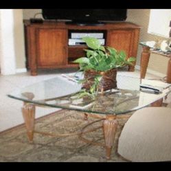 Beveled Glass Top Cocktail, Sofa Table, and 2 End Tables