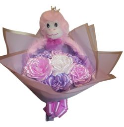 Ramo Con 7 Rosas Eternas Y Monito