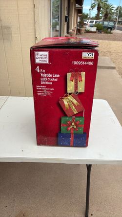 4.5 foot yuletide lane LED stacked gift boxes