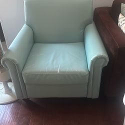 Pleather Sky Blue Sofa Chair