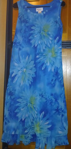 Vintage Women's 90s-00s Dress Size Petite 10 Floral Lined Chiffon Ruffle