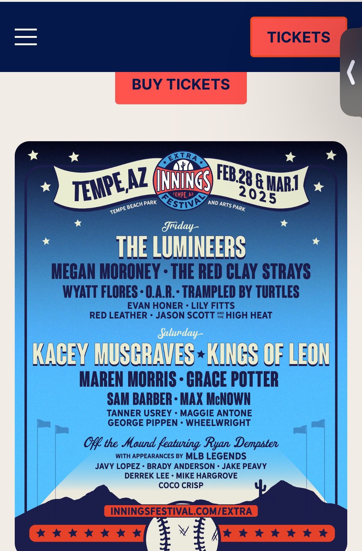 INNINGS FESTIVAL GA WRISTBAND SATURDAY 🔥