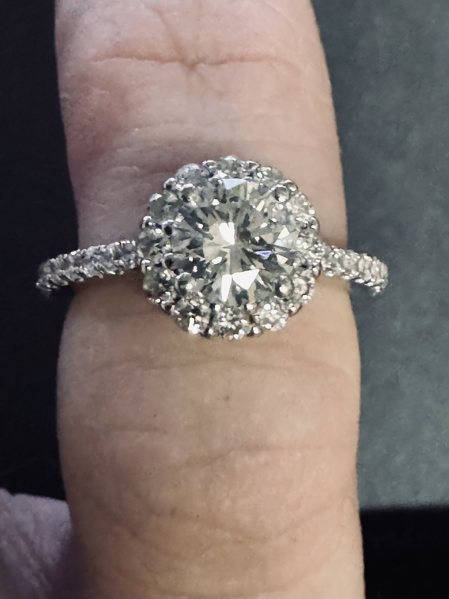 Halo Engagement Ring and Wedding Band