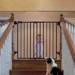 26-43" Auto Close Baby/Dog Gate For Stairs, 2-In-1 Easy Swing Doorway And Hallway Pet Gate, With Extra-Wide Walk Thru Door And Threshold-Free 