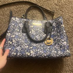 michael kors “camille” blue floral bag