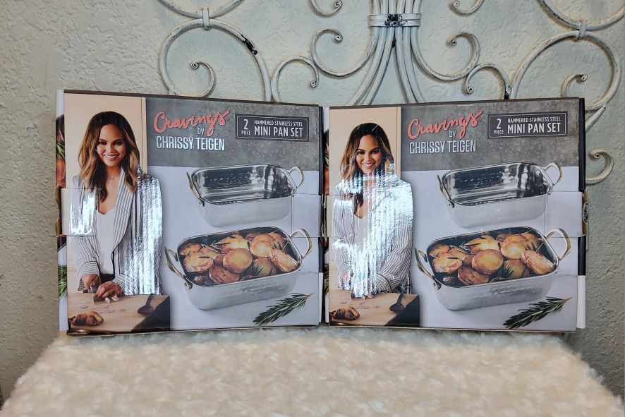 Cravings by Chrissy Teigen 2 piece Hammered Stainless Steel Mini Pan Set
