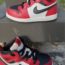 100% AUTHENTIC Toddler's Nike Air Jordan 1 TD "2020"  Black Toe GYM RED Mid size 6c $20 FIRM