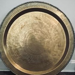 Large Asian Brass Tray/Wall Hanging