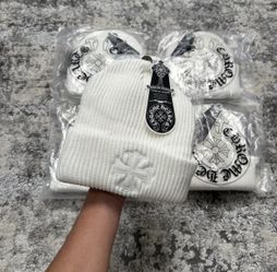 White Chrome Heart Beanie