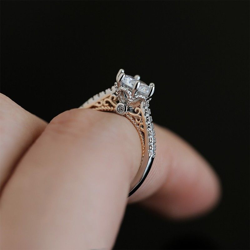 "Trendy Zircon Hollow Carved Vintage Wedding Ring for Women/Man, EVGG1448