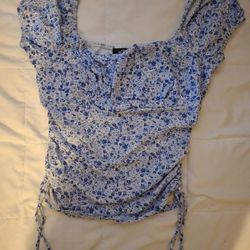 Cute Blue Flower Sunmer Top