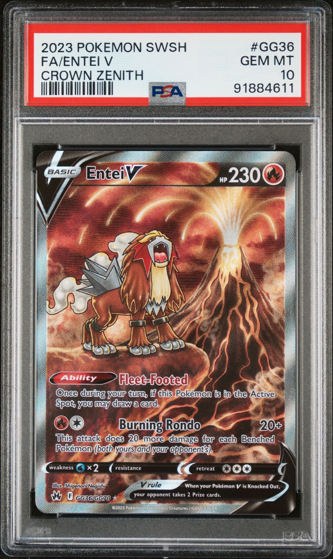 2023 POKEMON SWORD & SHIELD CROWN ZENITH GG36 ENTEI V PSA 10
