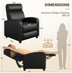 Recliner Chair PU Leather Recliner Sofa Home Theater Seating with Lumbar Support Overstuffed High-Density Foam & Pocket Springs, Push Back Recliners A