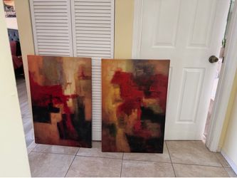 Set of 2 Large Abstract Canvas Wall Art – $50 OBO