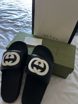 Gucci Slides interlocking G black White 