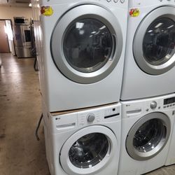 LG Front Loading Washer And Stackable Electric 220volt Dryer Set 