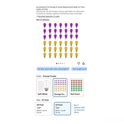 Brand new S14 Orange & Purple Replacement Bulbs for Patio Lights, 42 Pack Waterproof 1W LED Outdoor String Light Bulbs for Halloween,