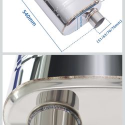 Valved Muffler Kit, Perfommance Exhaust Muffler Normally Closed Vacuum Valve Cutout Single Inlet Single Outlet Remote Control (70mm/2.75in muffler kit